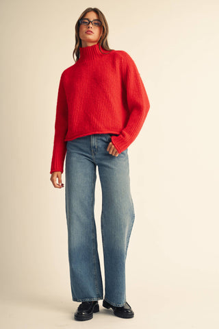 Brushed Mock Neck Sweater