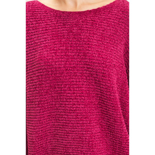 Chenille Boat Neck Dolman Sleeve Sweater