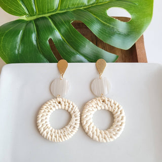 Lana Earrings - Light Rattan Seashell