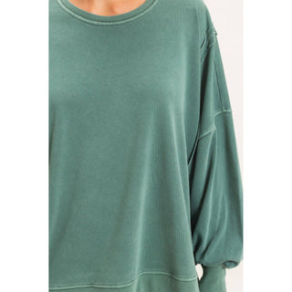 Pigment  Dye Oversized Raw Edge Sweatshirt