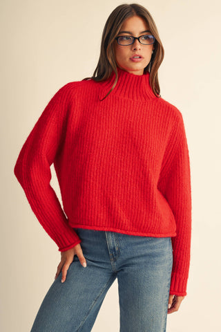 Brushed Mock Neck Sweater