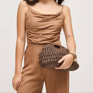 Abigail Straw Clutch Bag With Chain Strap