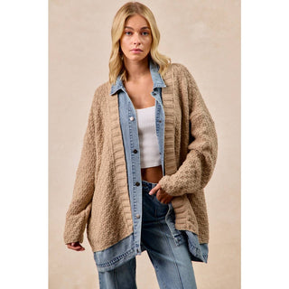 Layered Denim Cardigan