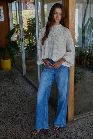 Sarah Cable Knit 3/4 Sleeve Sweater