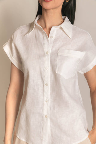 Linen Relaxed Short Sleeve Button Up Shirt