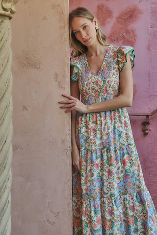 Sunfire Tiered Midi Dress Zamara Floral