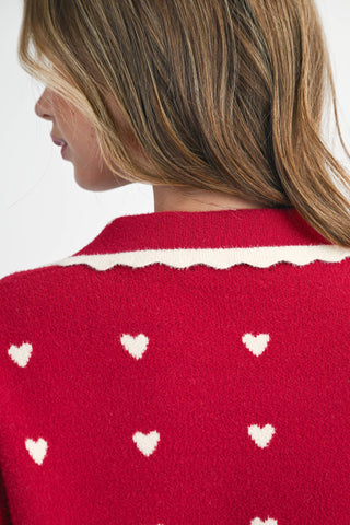Heart Pointelle Peter Pan Cardigan