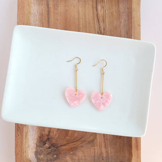 Mina Heart Earrings - Pink