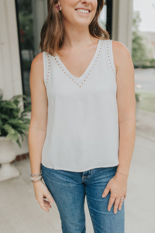 V-Neck Eyelet Embroidered Tank