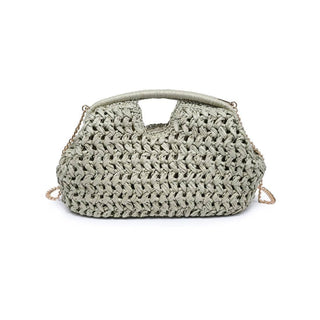 Abigail Straw Clutch Bag With Chain Strap
