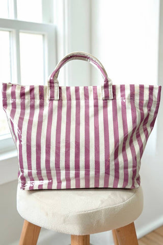 Pink and Beige Striped TOTE BAG