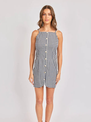 Mustang Gingham Button Mini Dress