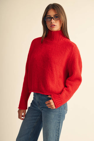 Brushed Mock Neck Sweater