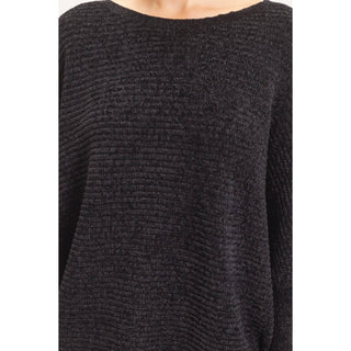 Chenille Boat Neck Dolman Sleeve Sweater