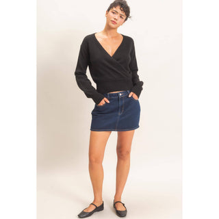 Wrap V Neck Sweater