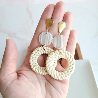 Lana Earrings - Light Rattan Seashell