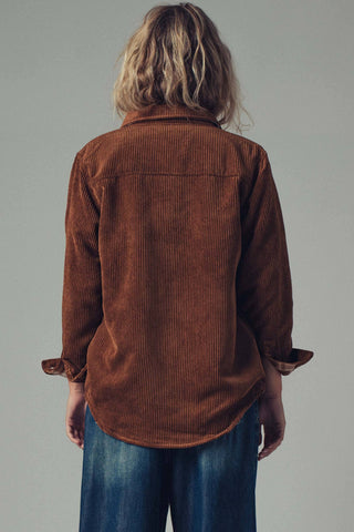 Plaid Lined Corduroy Flannel Shacket