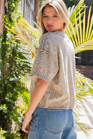 Leena Leopard Short Sleeve Sweater