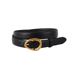 Black Leather Belt w/ Asymmetrical Buckle