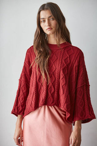 Sarah Cable Knit 3/4 Sleeve Sweater