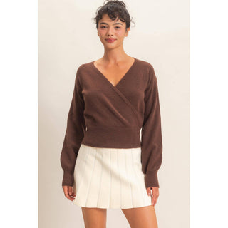 Wrap V Neck Sweater
