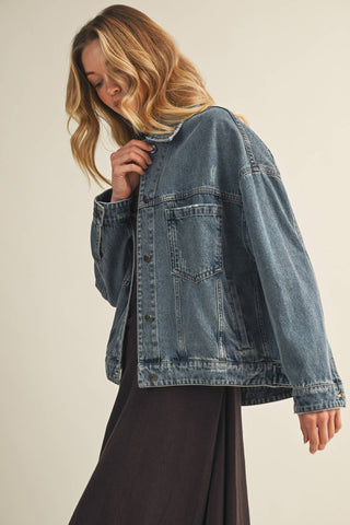 Pleated Back Denim Jacket