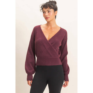 Wrap V Neck Sweater