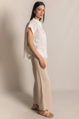 Linen Relaxed Short Sleeve Button Up Shirt