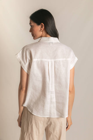Linen Relaxed Short Sleeve Button Up Shirt