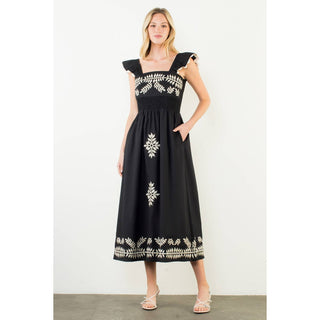 Shleby Embroidered Midi Dress