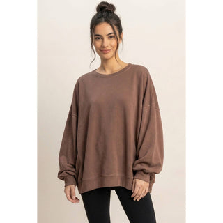 Pigment  Dye Oversized Raw Edge Sweatshirt
