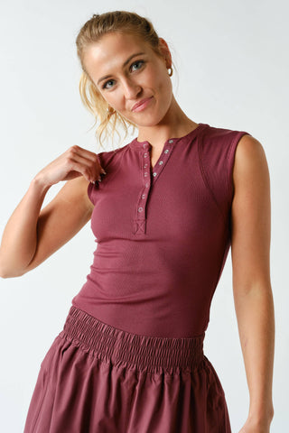 Essential Micro-Ribbed Henley Tank Top