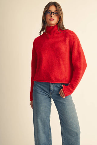 Brushed Mock Neck Sweater