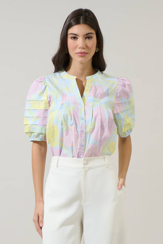 Brisa Floral Court Button Down Top