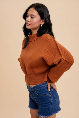 KNITTED MOCKNECK PULLOVER SWEATER