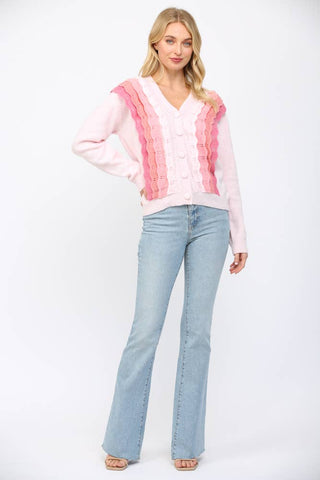 Scallop Ruffle Cardigan Sweater