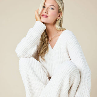 Marshmallow Waffle V-Neck Lounge Set - Oprah's Fave 2025 -