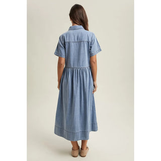 Denim Button-Front Shirt Dress