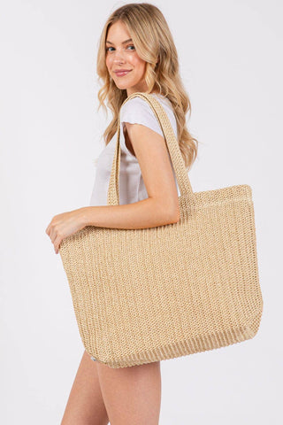 Crochet Straw Tote Bag