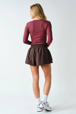 Essential Long-Sleeved Micro-Ribbed Athleisure Top