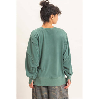 Pigment  Dye Oversized Raw Edge Sweatshirt