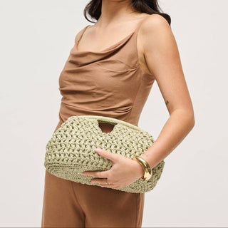 Abigail Straw Clutch Bag With Chain Strap