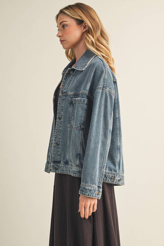 Pleated Back Denim Jacket