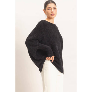 Chenille Boat Neck Dolman Sleeve Sweater