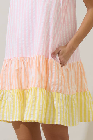Addely Striped Color Block Shift Mini Dress