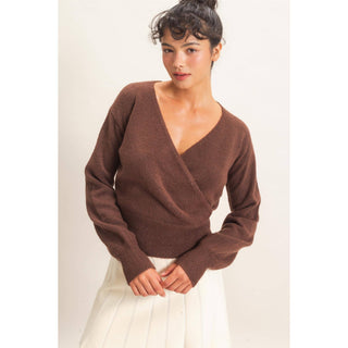 Wrap V Neck Sweater