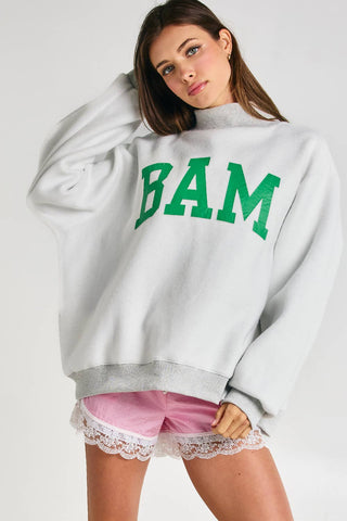 MAHJONG  Reversible "MAHJ"&"BAM" Mock Neck Sweatshirt