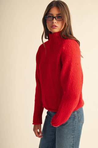 Brushed Mock Neck Sweater