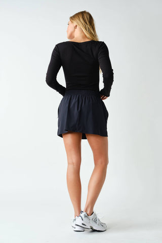 Slim Fit Scoop Neck Micro-Ribbed Long Sleeve Top