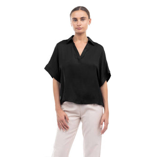 Highlow Collar Satin Blouse